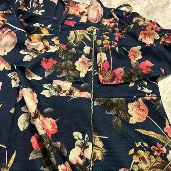 ASOS Blue Floral Spaghetti Strap Ruffle Knee Length Dress Size 12 - Picture 5 of 5